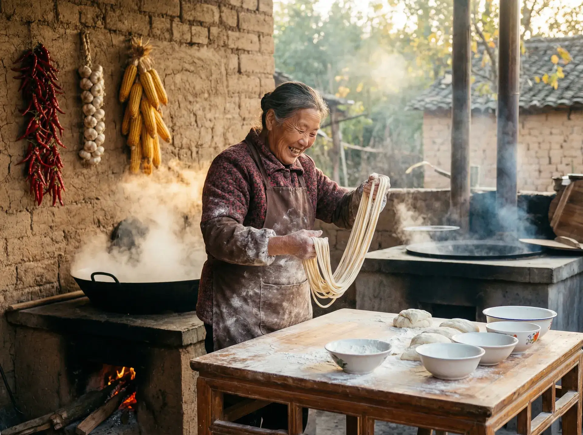 农家大嫂手擀面 - 两个人的免费观看高清视频图片 乡村美食